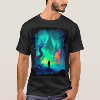 Magical Ice Forest With Aurora Borealis In The Arc T-Shirt