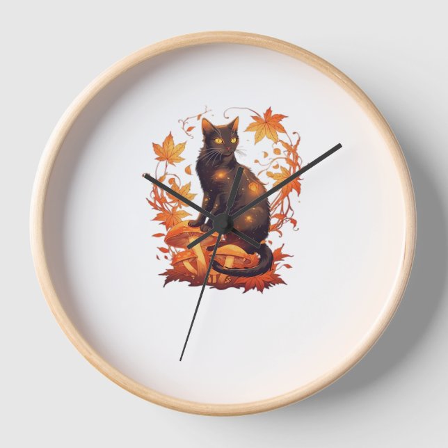 Magical Introvert Cat Pastel Hexenhut Halloween Uhr (Vorderseite)
