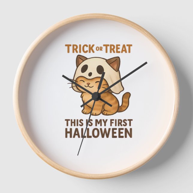 Magical Introvert Cat Pastel Hexenhut Halloween Uhr (Vorderseite)
