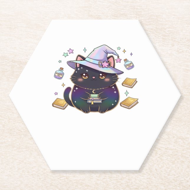 Magical Introvert Cat Pastel Hexenhut Halloween Untersetzer (Vorderseite)