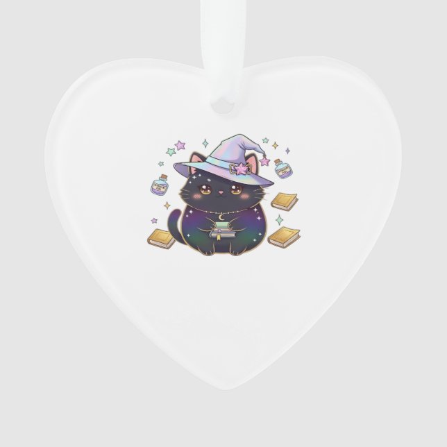 Magical Introvert Cat  Pastel Witch Hat Halloween  Ornament (Vorderseite)