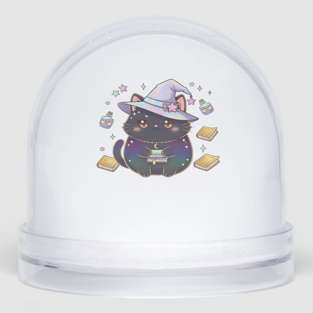Magical Introvert Cat  Pastel Witch Hat Halloween  Schneekugeln (Vorderseite)