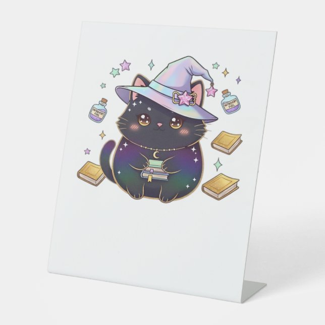 Magical Introvert Cat  Pastel Witch Hat Halloween  Sockelschild (Vorderseite)