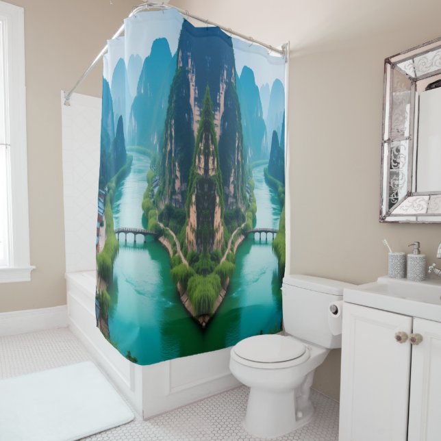 Magical Karst River Serenity" Duschvorhang (Beispiel)