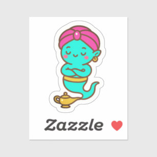 Magical Kawaii Djinn - Neon Spirit Aufkleber