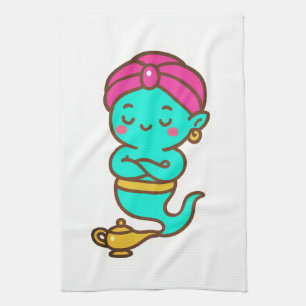 Magical Kawaii Djinn - Neon Spirit Geschirrtuch