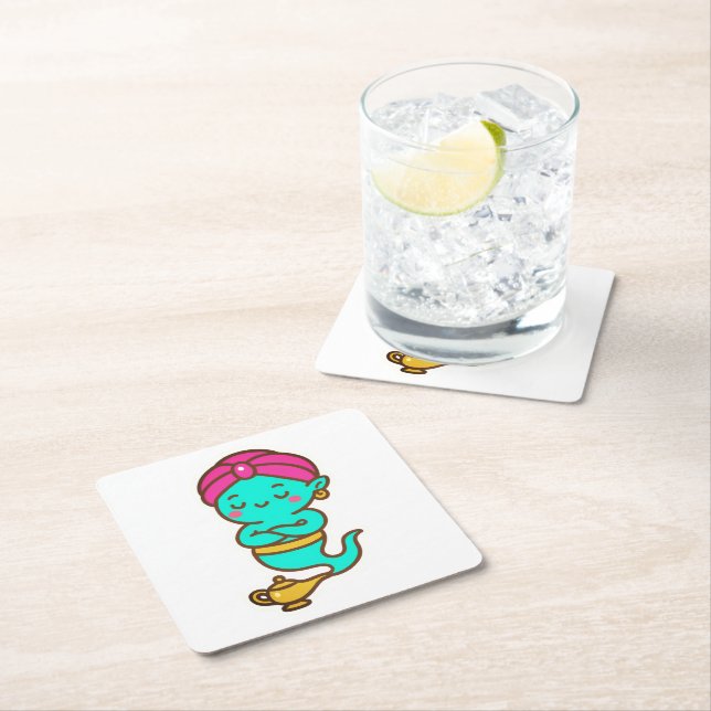 Magical Kawaii Djinn - Neon Spirit Rechteckiger Pappuntersetzer (Vor Ort)