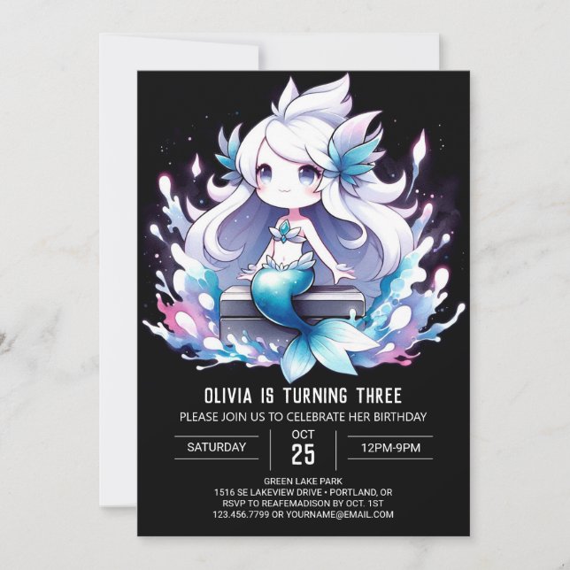 Magical Kids Mermaid Birthday Einladung (Vorderseite)