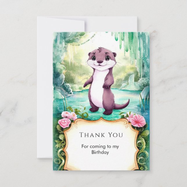 Magical Kids Otter Birthday Dankeskarte (Vorderseite)