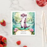 Magical Kids Otter Birthday Serviette<br><div class="desc">Fügen Sie Ihrem Party eine Touch Zauber mit unseren "Magical Kids Otter Birthday" Servietten hinzu. Diese Servietten zeigen wunderschöne Otter-Illustrationen gepaart mit skurrilen Designelementen, die Ihrem Fest ein Gefühl der Verzauberung vermitteln. Sie sind aus weichem und absorbierendem Material gefertigt und eignen sich hervorragend, um kleine Hände und Gesichter während des...</div>