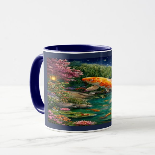 Magical Koi Fish Zen Garden Night Mug Tasse (Vorderseite Links)