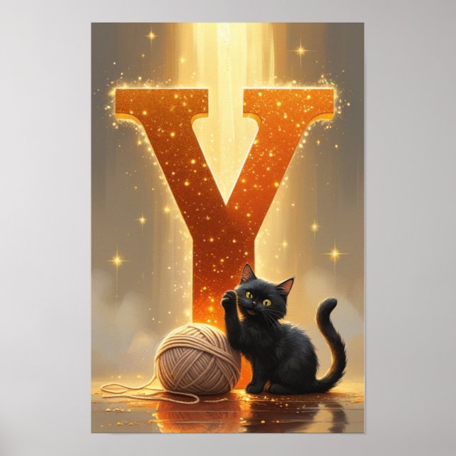 Magical Letter Y Wall Art Poster for Kids Room (Devant)