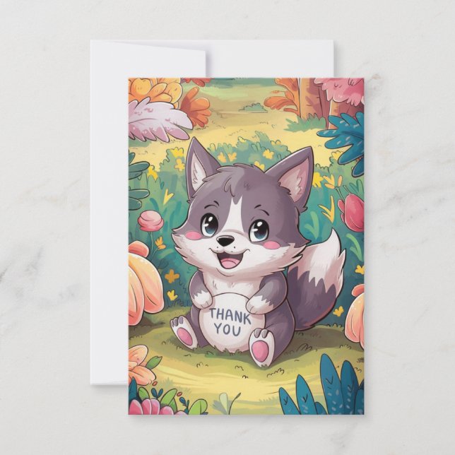 Magical Lovely Wolf Dankeskarte (Vorderseite)