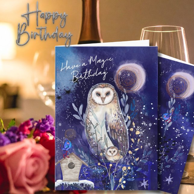Magical Mama Baby Owl Birthday Card | Starry Night Karte (Magical Mama Baby Owl Birthday Card  Starry Night)