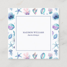 Magical marine creatures pattern marine biologist quadratische visitenkarte