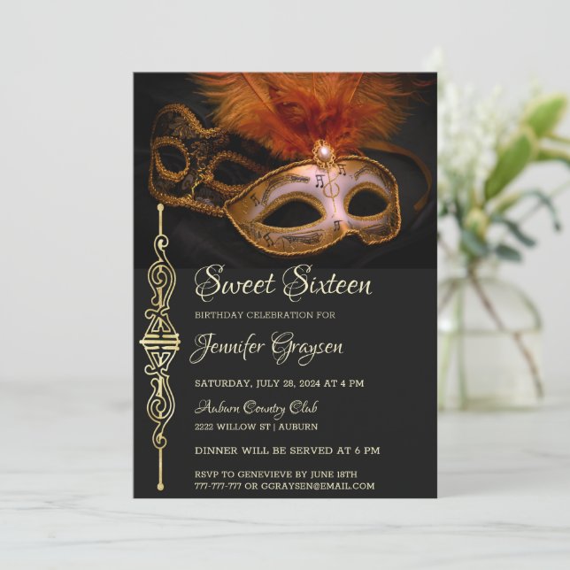 Magical Masquerade Ball Geburtstagseinladung Einladung (Stehend Vorderseite)