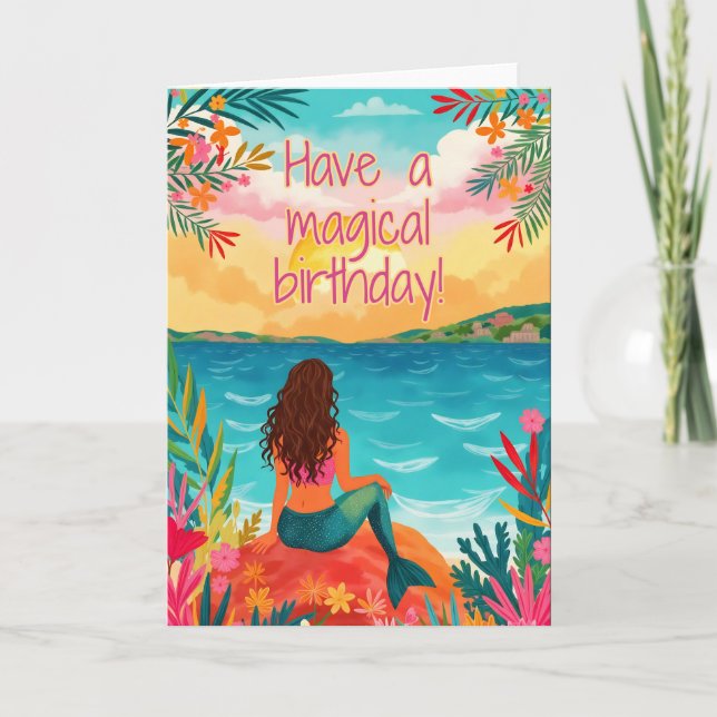 Magical Mermaid Birthday Card Dankeskarte (Vorderseite)
