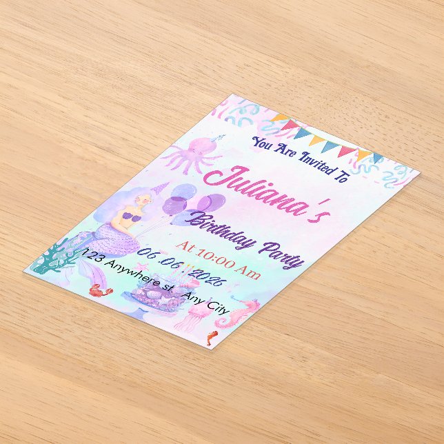 Magical  Mermaid Birthday Invitation Acryleinladungen (Ablage )
