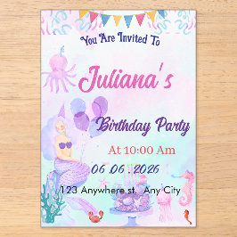 Magical  Mermaid Birthday Invitation Acryleinladungen
