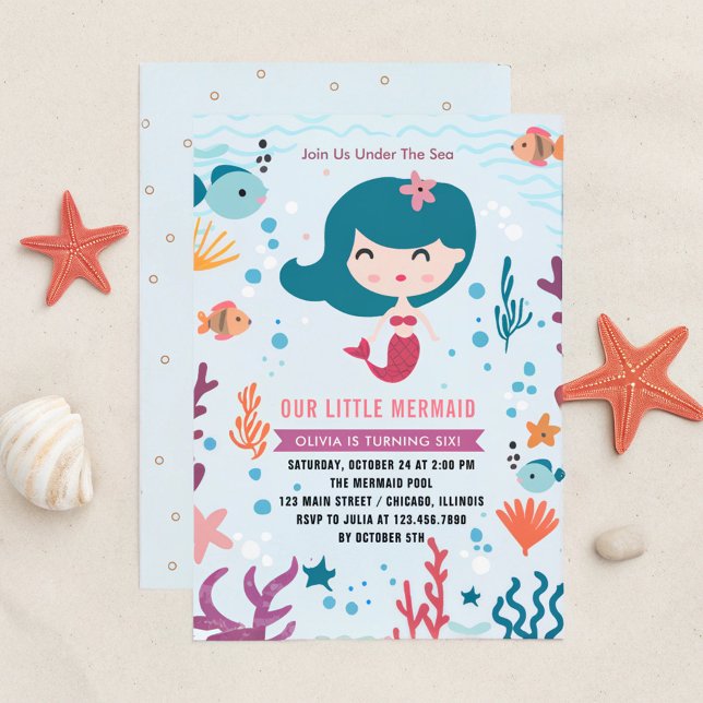 Magical Mermaid Girl Birthday Party Einladung (Von Creator hochgeladen)