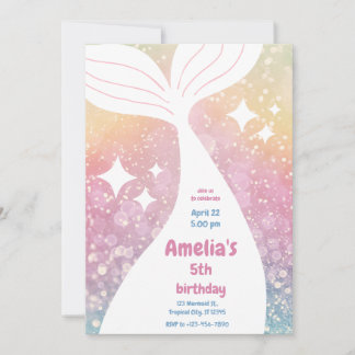 Magical Mermaid Tail Under The Sea Birthday Party Einladung