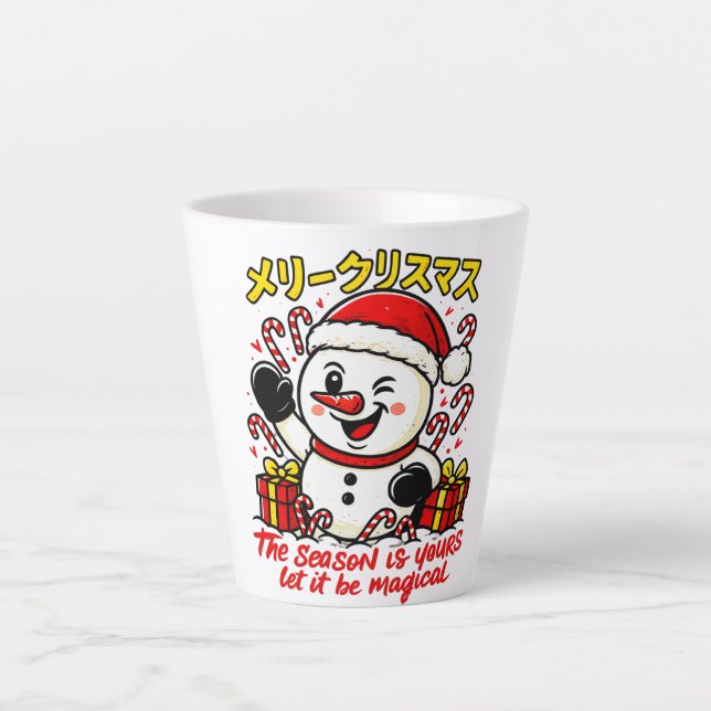 Magical Merry Christmas Snowman Latte Mug Candy Ca Milchtasse (Vorderseite)