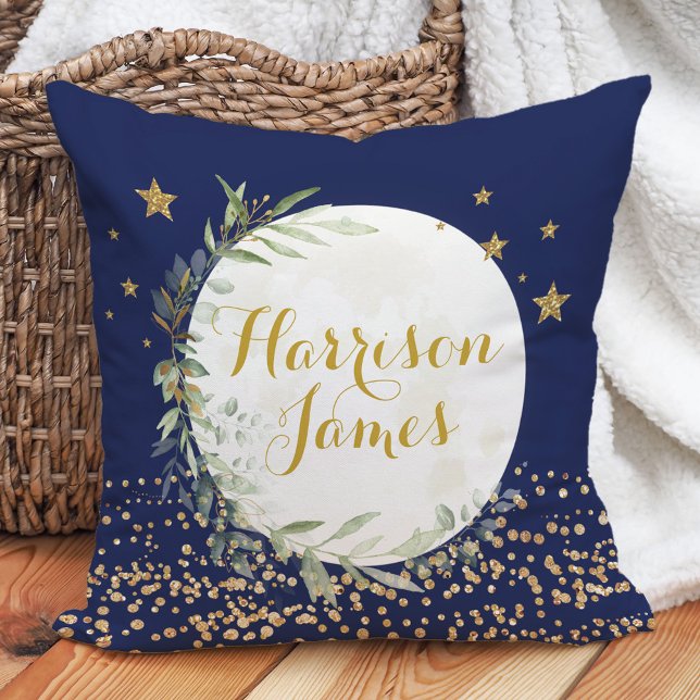 Magical Moon & Stars Navy Gold Baby Boy Kinderzimm Kissen (Von Creator hochgeladen)