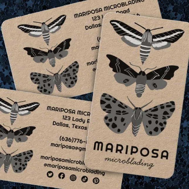 Magical MOTHS Esthetician Beauty Salon Kraft Visitenkarte (Von Creator hochgeladen)