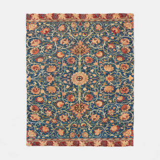 Magical Oriental Rug Pattern in Blue and Red Fleecedecke