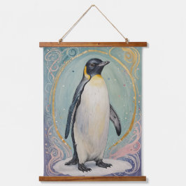 Magical Pastel Penguin Wandteppich Mit Holzrahmen