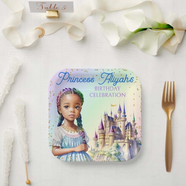 Magical Pastel Princess Fantasy Rainbow Castle Pappteller (Hochzeit)