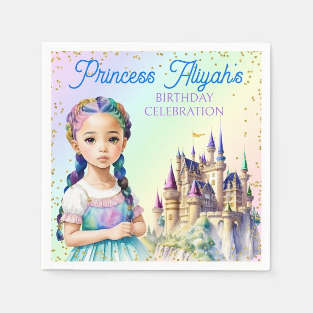 Magical Pastel Princess Fantasy Rainbow Castle Serviette (Vorderseite)