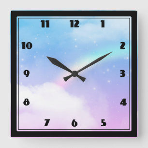 Magical Pastel Quadratische Wanduhr