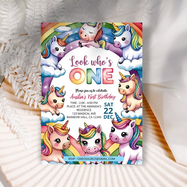 Magical Pastel Unicorn Rainbow Birthday Party Einladung (Von Creator hochgeladen)