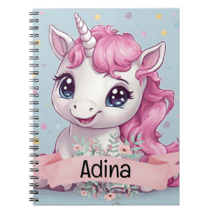 Magical Pink Baby Unicorn Stars Individuelle Name Notizblock