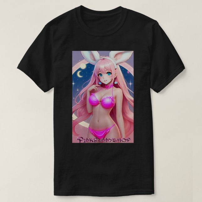Magical Pink Bunny Girl T - Shirt (Design vorne)