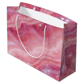 Magical Pink Galaxy Sparkle & Marble Texture Große Geschenktüte