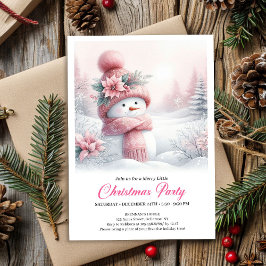 Magical Pink Snowman Editable Kids Christmas Party Einladung