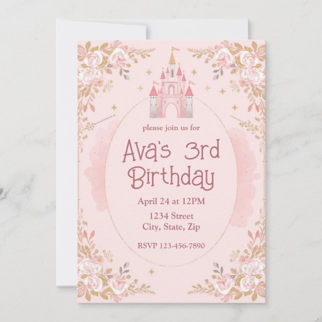 Magical Princess Birthday Invitation | Watercolor (Devant)