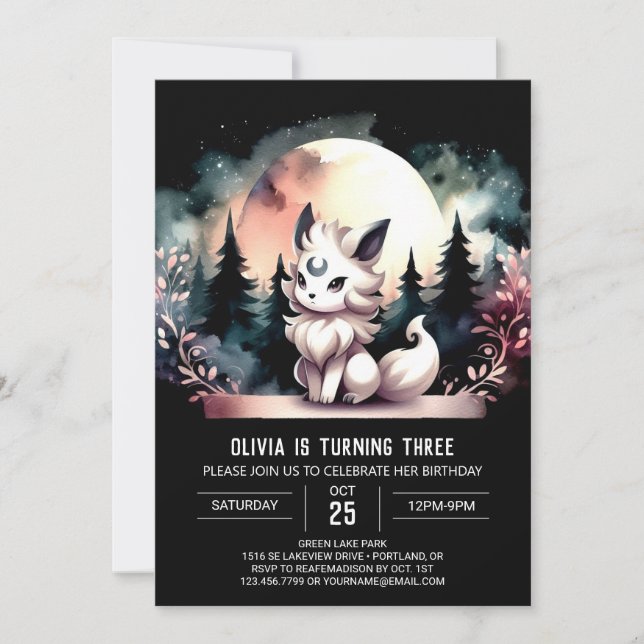 Magical Printable Wolf Birthday Einladung (Vorderseite)