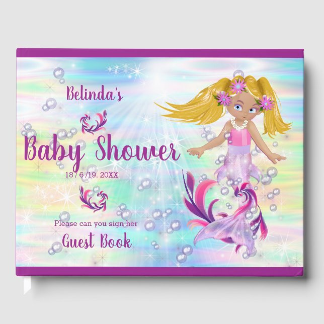 Magical Rainbow Baby Mermaids Gästebuch (Vorderseite)