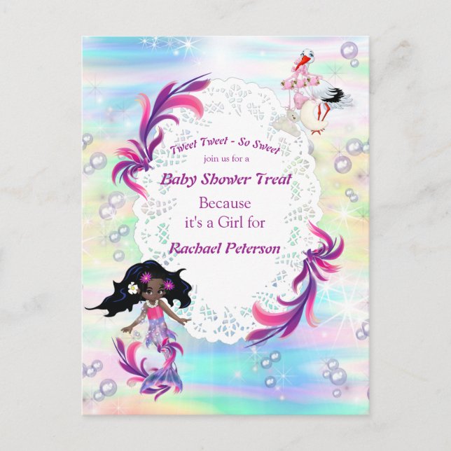 Magical Rainbow Baby Mermaids Party Dusche Postkarte (Vorderseite)