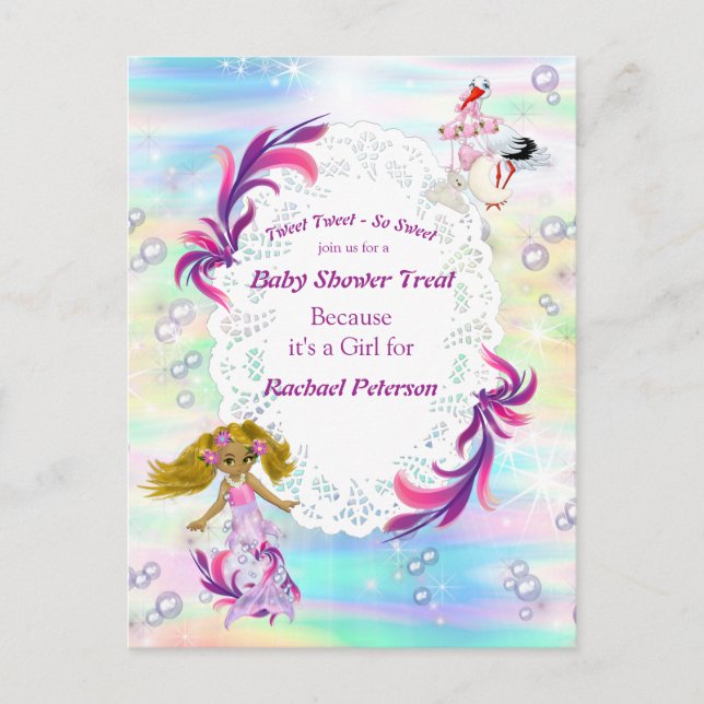 Magical Rainbow Baby Mermaids Party Dusche Postkarte (Vorderseite)