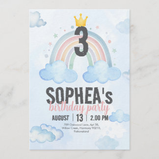 Magical Rainbow Birthday Invitation Einladung