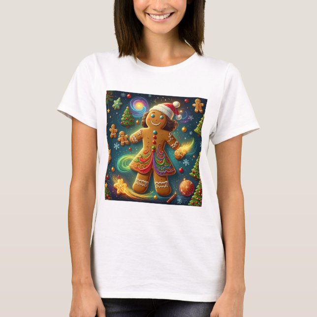 Magical Rainbow Gingerbread Cookie Christmas T-Shirt (Vorderseite)