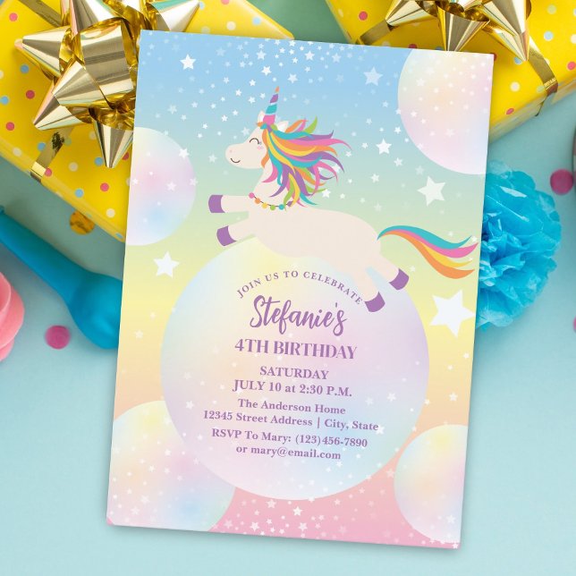 Magical Rainbow Unicorn Girl Birthday Party Einladung (Von Creator hochgeladen)