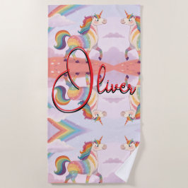 Magical Rainbow Unicorn name Personalized  Strandtuch
