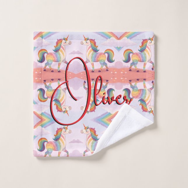 Magical Rainbow Unicorn name Personalized  Waschlappen (Waschlappen)