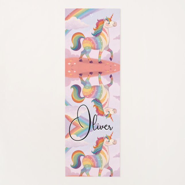 Magical Rainbow Unicorn name Personalized  Yogamatte (Vorderseite)