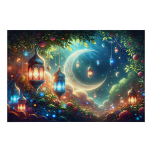 Magical Ramadan Moon & Lanterns Poster